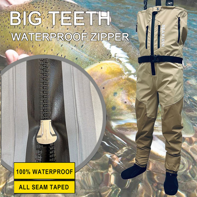 Fishing Pants Waterproof - 지퍼 앞면 통기성 스턴트 가슴 낚시